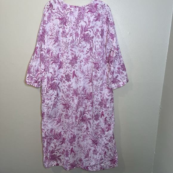 Carol Hochman Nightgown Pj Dress 100 Cotton Floral Pink Long Sleeve Preppy 1X XL - Picture 12 of 12